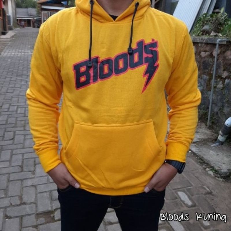 Jaket Hoodie Logo Original Bloods bahan fleece