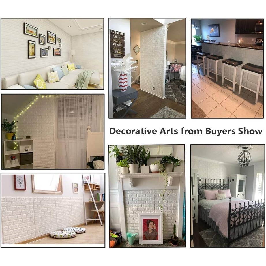 Big Size 70x77cm Wallpaper Dinding 3D ​Motif Batu Bata Putih Sticker Dinding Dekorasi Kamar ​murah Perekat Diri-5