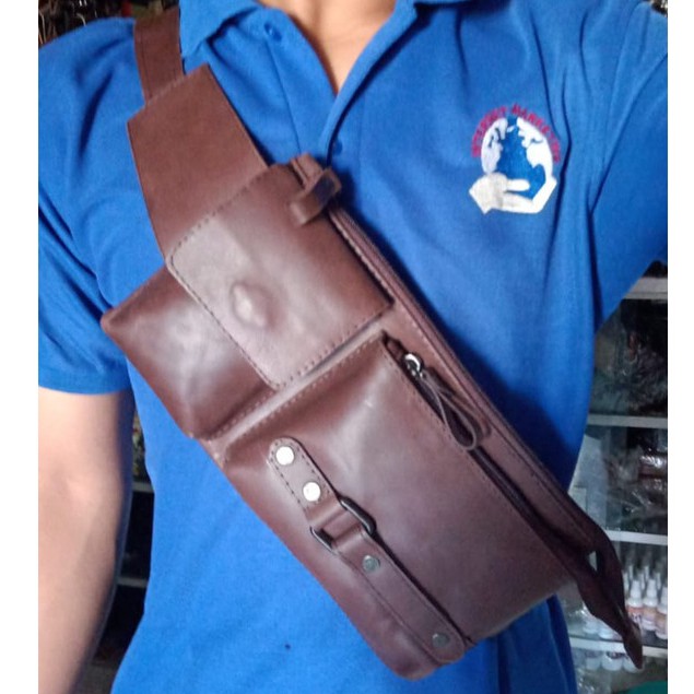 Tas Selempang Kulit Pria | Waistbag Sapi Asli Premium Khas Garut