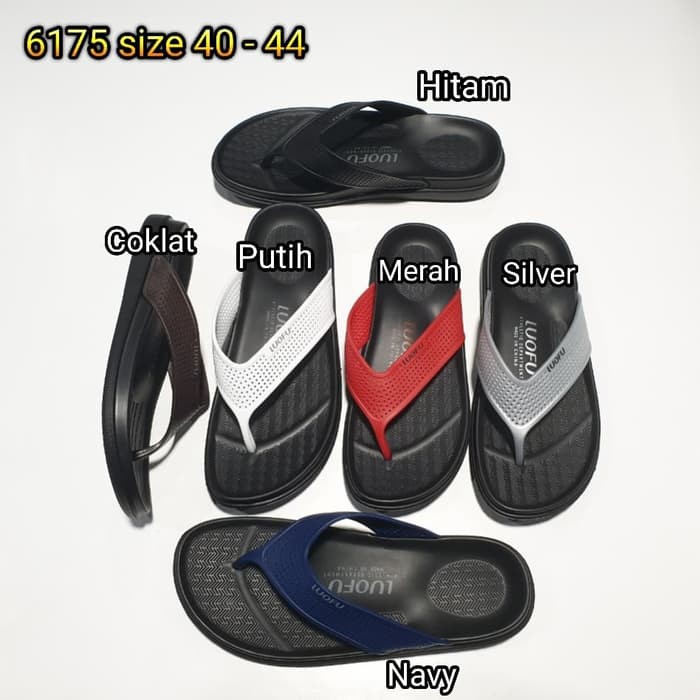 MURAH SENDAL / SANDAL SLOP PRIA CWO LEBARAN PUASA jepit cowok luofu japit pria karet import 6175 RAM
