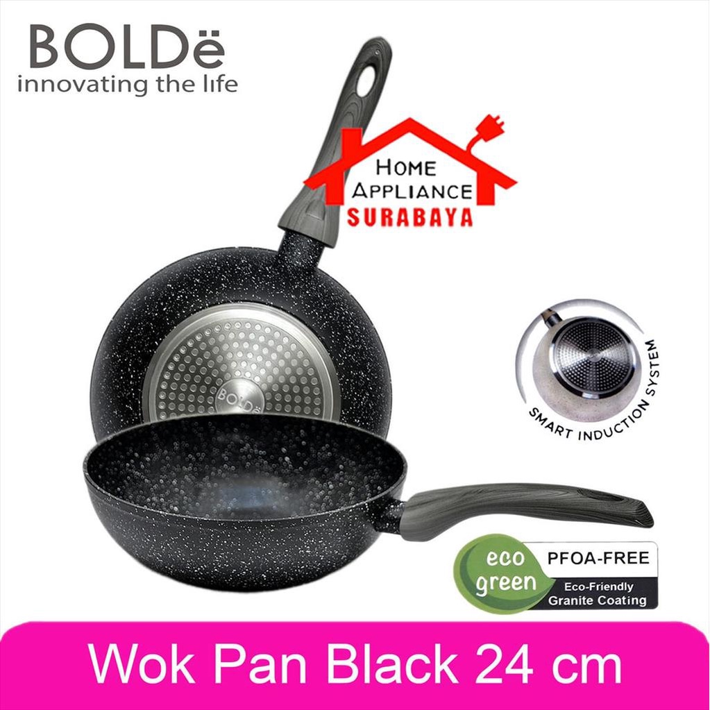 BOLDe Super Pan Wok Pan 24 CM Granite Black Dark Knight - Panci Wajan Goreng 24CM Anti Lengket