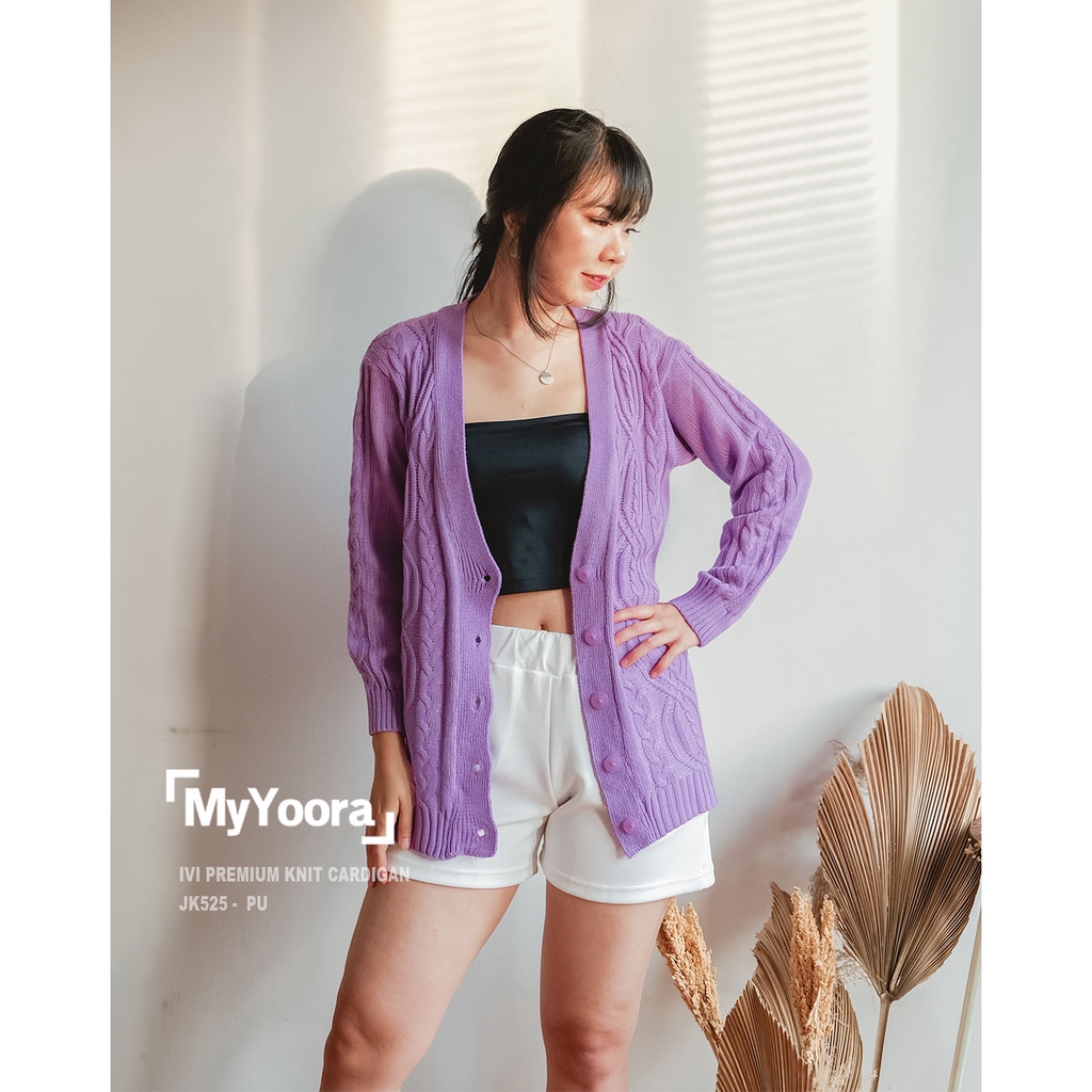 MyYoora Premium Knit Basic Cardigan Rajut JK530/JK525 /JK523-Ivi-LilacPurple