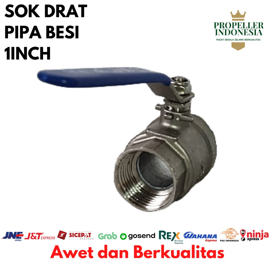 Sok Drat Pipa Besi 1Inch Stainlees Steel Dua Potong Penuh Port