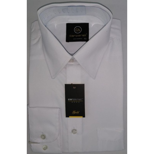 Kemeja Carparelli Putih Kain Dobby Garis-garis Lengan Panjang