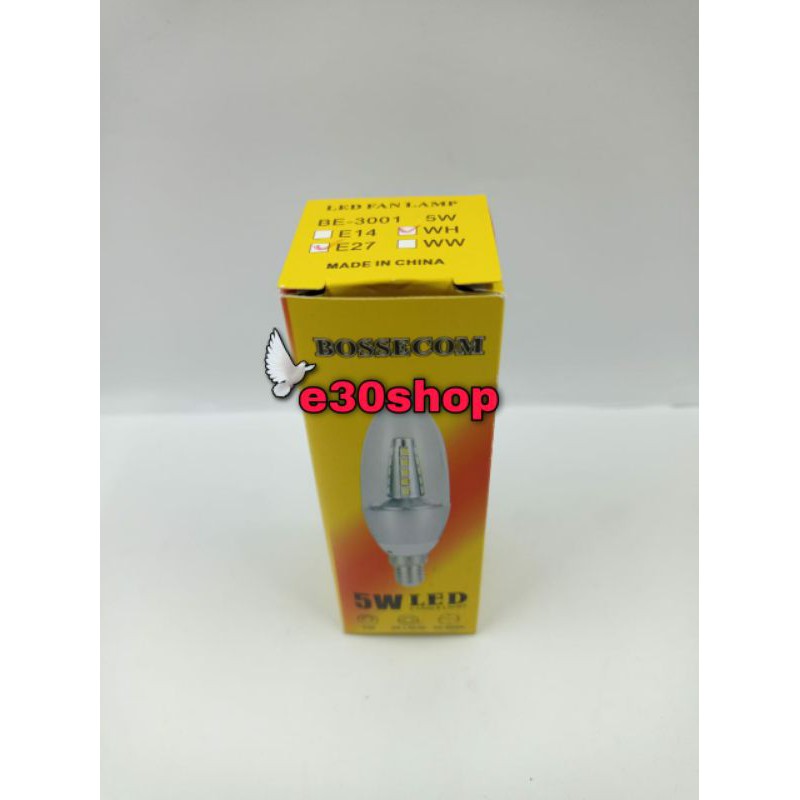 Lampu bohlam led candle jantung 5w E 27 putih / white