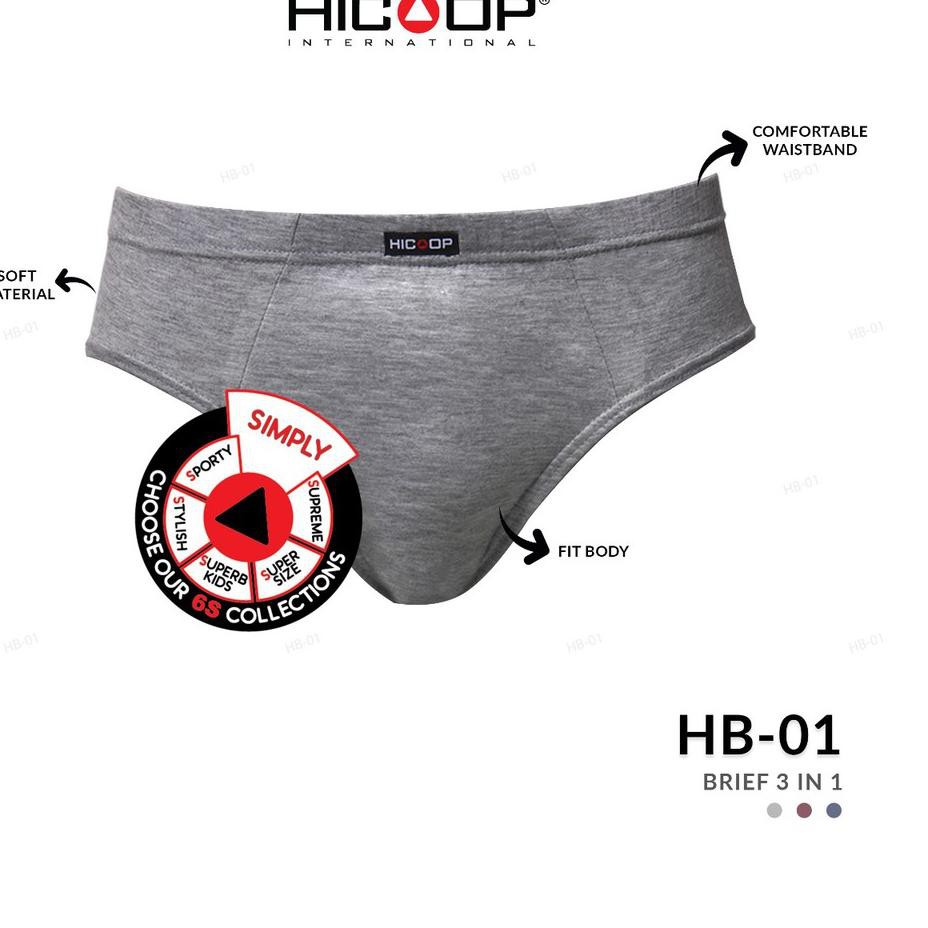 Termurah (jzg-1272) Hicoop Celana Dalam Pria 3 IN 1 HB-01 MX