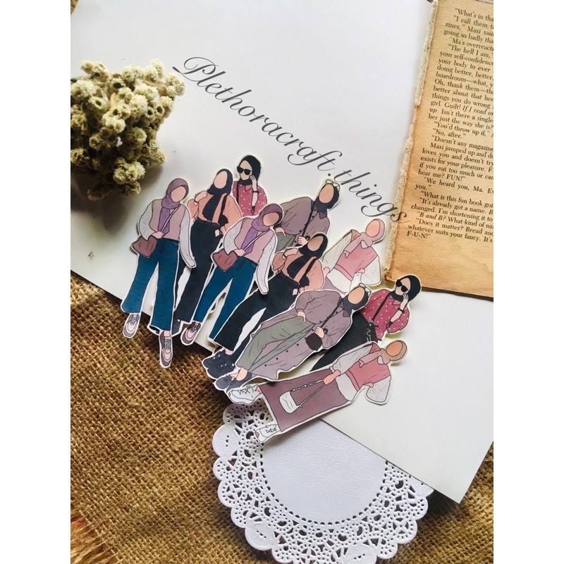 

sticker set hijab sticker cute murah aestetic untuk journaling kit bujo dan hiasan notebook planner