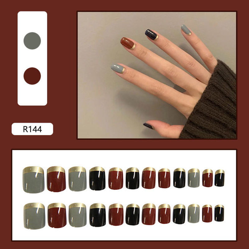 R141-r149 24pcs / Kotak Kuku Palsu Full Cover Untuk Nail Art