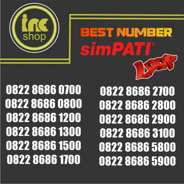 NOMOR CANTIK PERDANA SIMPATI LOOP 8686 / BEST NUMBER / NOCAN
