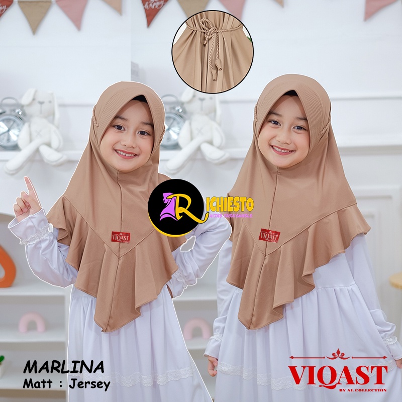 Jilbab Anak Bergo Pet Ropel MARLINA 4-8 Tahun Original Jersey Premium / Kerudung Anak Perempuan Tali Kepang/ Hijab Anak TK Tali Kepang Hijab Anak Pet Ropel (HUSNA KIDS)