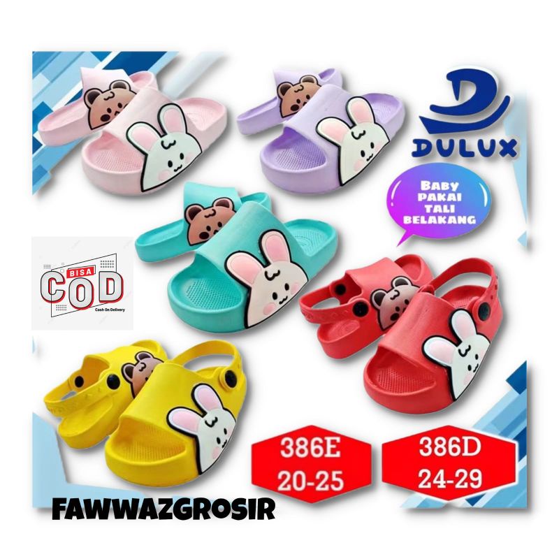 Dulux 386E~FG/Sandal Selop Anak Perempuan Karakter BT21 Bear Kelinci Lucu Size 20-25
