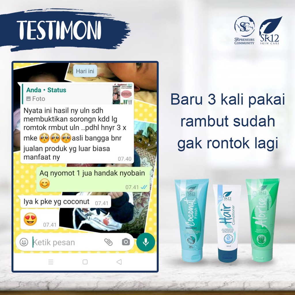 SR12 HAIR CONDITIONER / MELEMBUTKAN RAMBUT / KONDISIONER PENCEGAH KETOMBE / RAMBUT HITAM BERKILAU