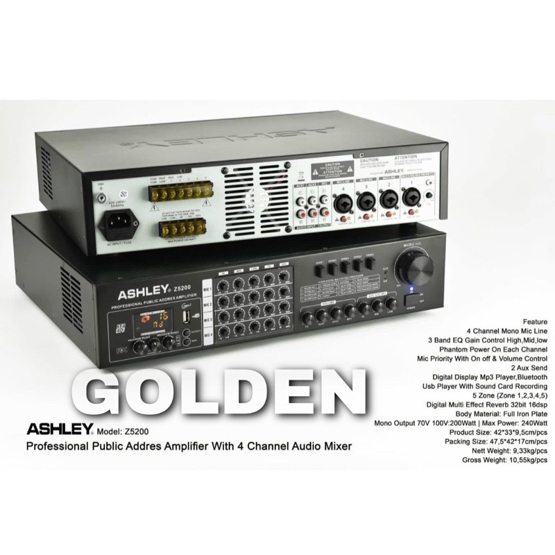 Amplifier Mixer Ashley Z 5200 Original 4 Channel Amplifier Z5200