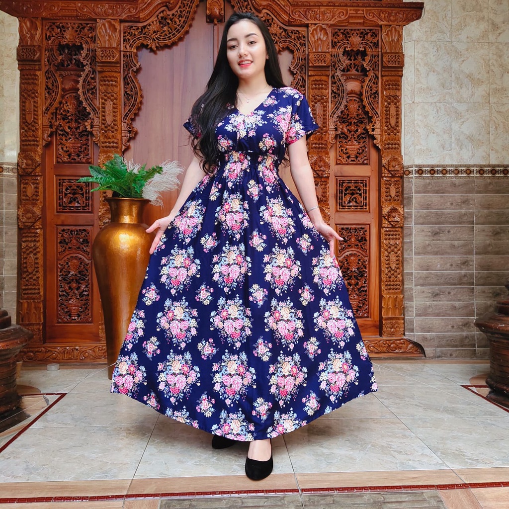 DASTER MOZA PRINT | BALI LONGDRESS-VALEN NAVY