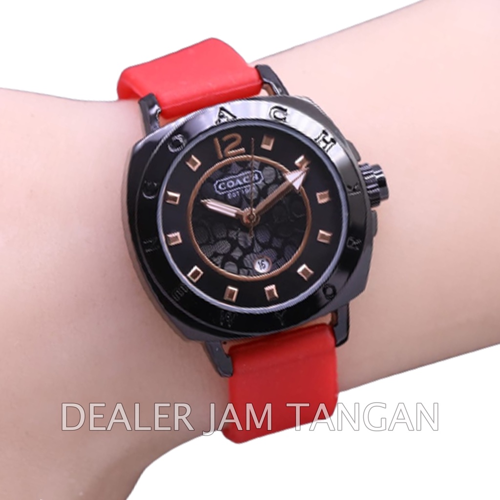 Coach Rubber - Grosir Jam Tangan Wanita Coach H8-3070 Tali Rubber Tanggal Aktif Garansi Original 6 B