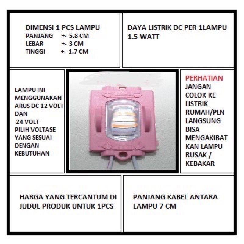 Lampu LED modul 1 mata cembung 12/24v SMD 5830 waterproof