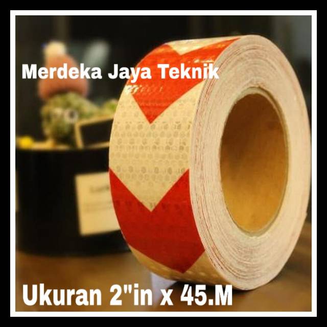 

Stiker Diamond Reflective Merah-Putih Scotchlite Panah Ukuran 2"IN x 45 M Lakban Nyalah