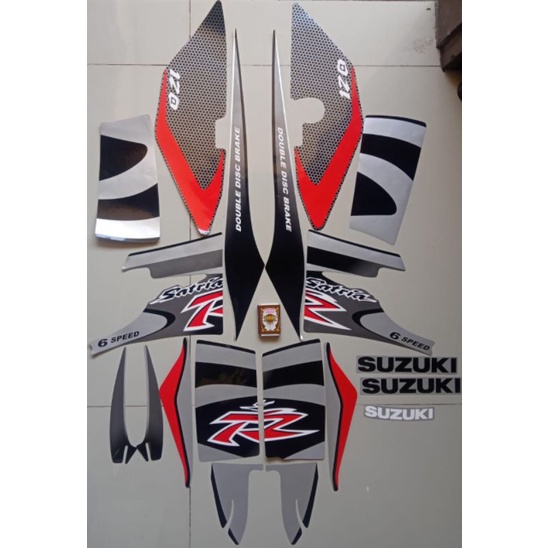 Striping sticker Suzuki satria lumba RU warna hitam silver