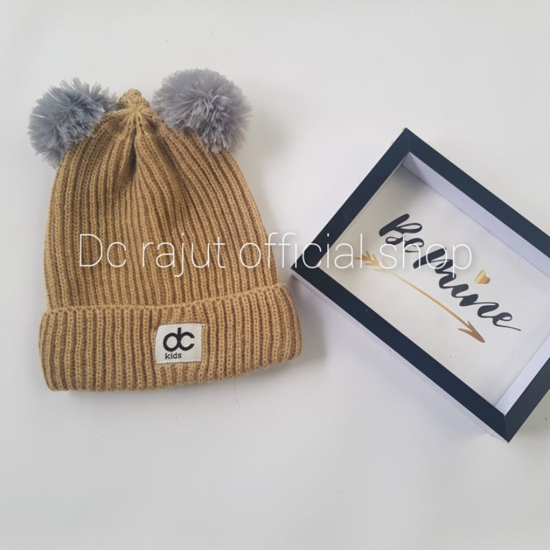 Topi Rajut Anak Pompom Kupluk Rajut Anak Bayi Pompom-Coksu