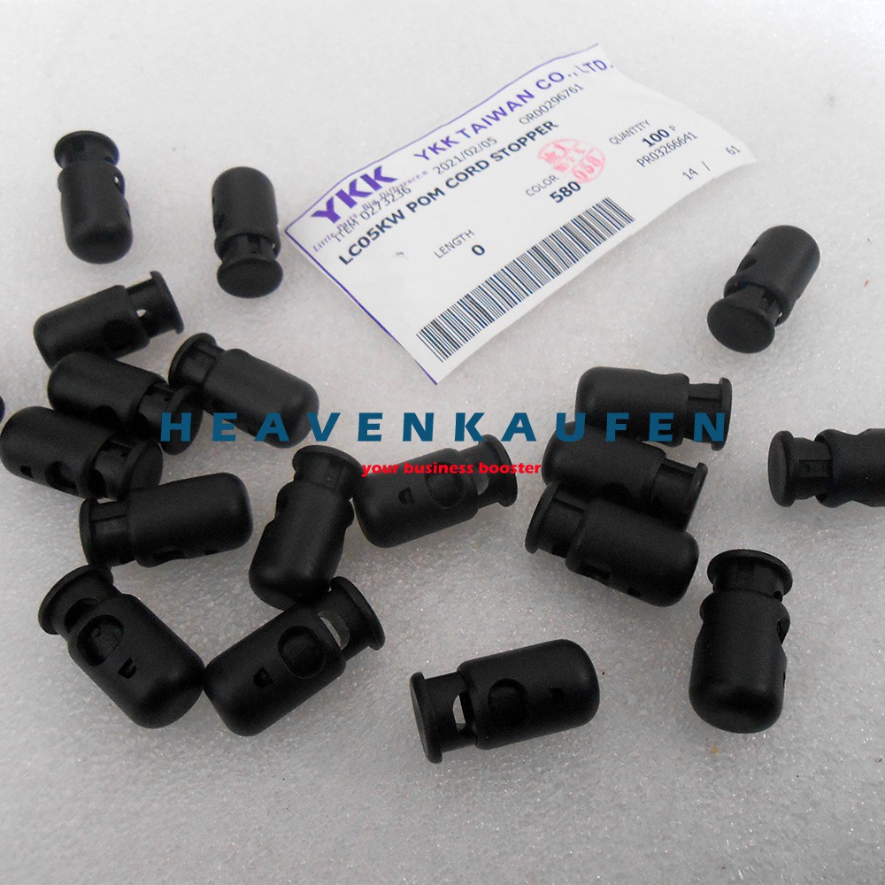 Stopper Tali Cord Stopper YKK Hitam Poly Acetal Untuk Tali Diameter 3 s/d 5 mm Bagus Kualitas Tinggi