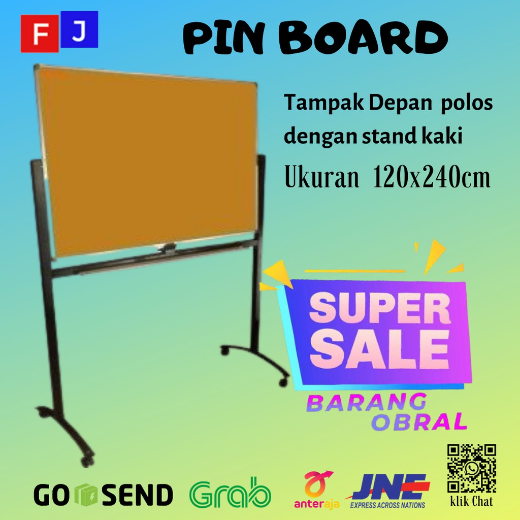 

Papan Pinboard SAKANA dimensi 120x240cm (Tampak Depan Polos Dengan Stand Kaki)