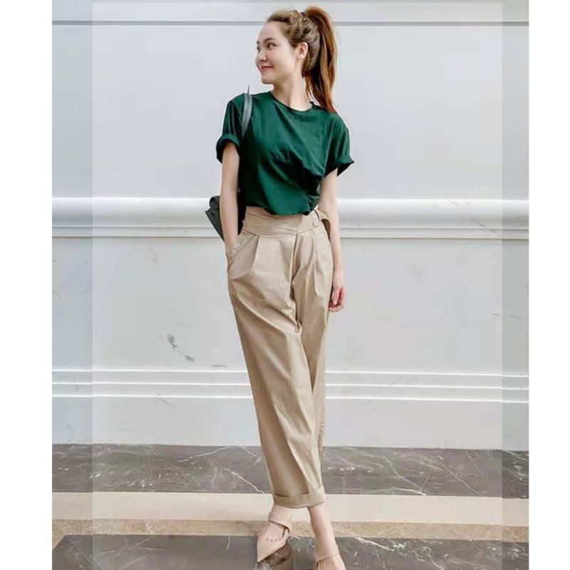 MDLV ~ 9950# Amazonia High Waisted Wide Leg Pants Celana Panjang Cewek Celana kulot Fashion Import