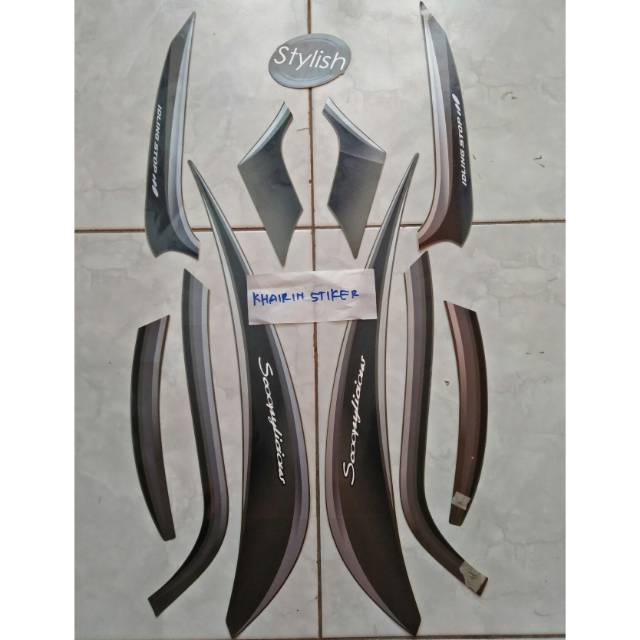 Striping scoopy stylish 2018 abu -abu dof original