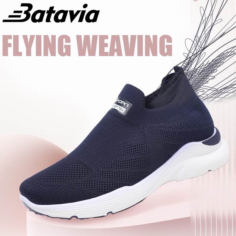 （COD）Batavia Impor Baru Sepatu Wanita Sneakers Bernapas Tipis Kasual Mesh Rajutan Sepatu Wanita Sepatu Lari A22