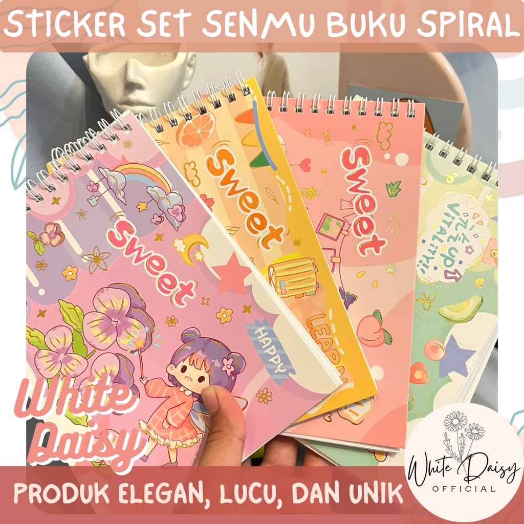 

sticker set senmu buku spiral sweet premium 1 halaman full lucu children book craft