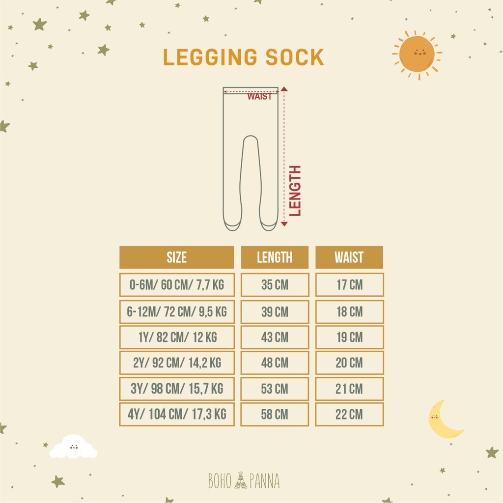 Bohopanna - Legging Sock / Legging Tutup Kaki Bayi dan Anak