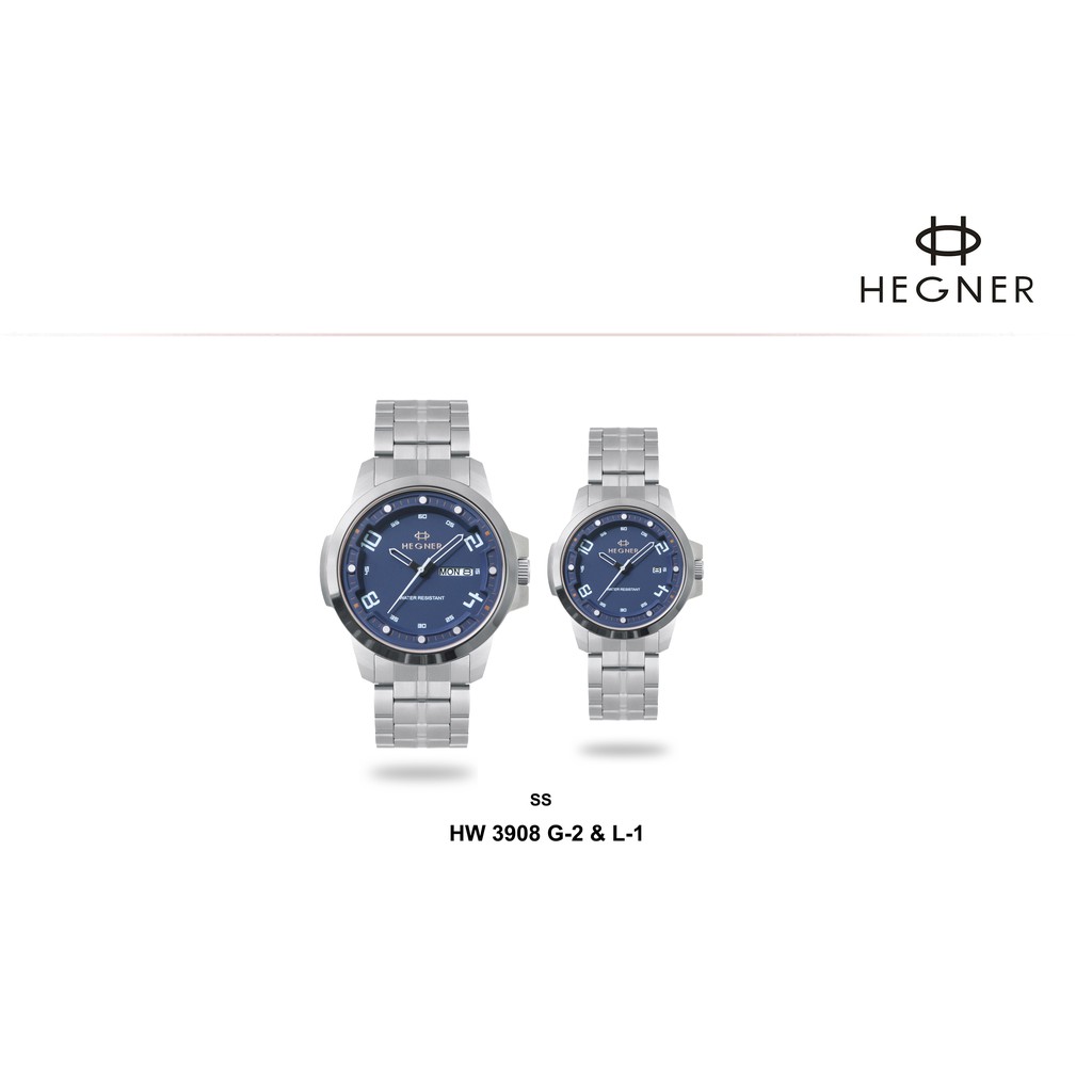 HEGNER Jam Tangan Couple (Pria/Wanita) All Stainless Original