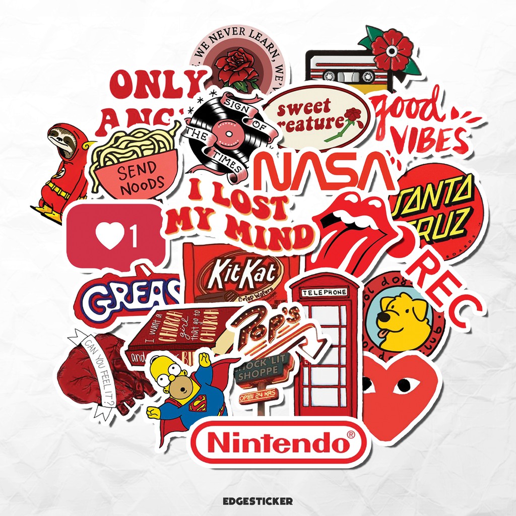 

20pcs RED THEME Aesthetic Sticker Tumblr