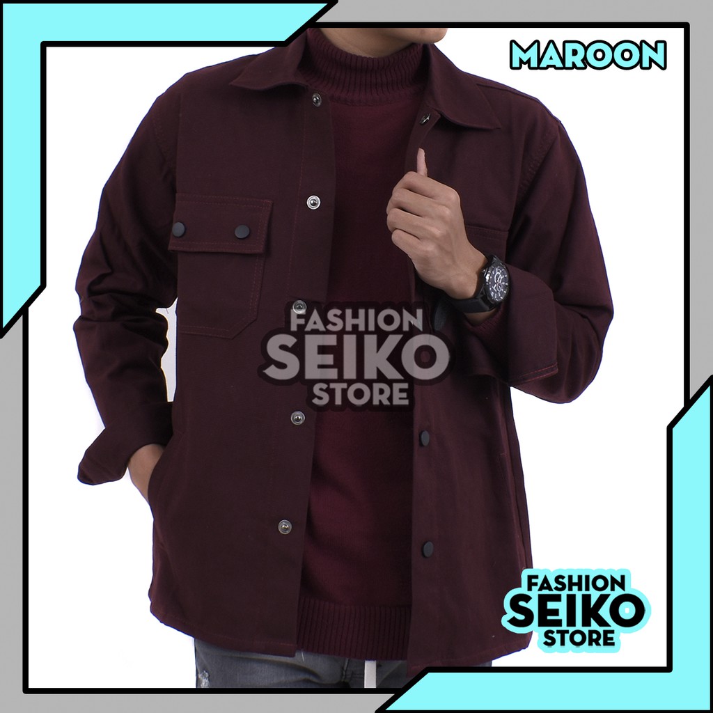 JaketKanvas / Semi Parka / Field jacket  - 2 pocket -green army navy hitam maroon