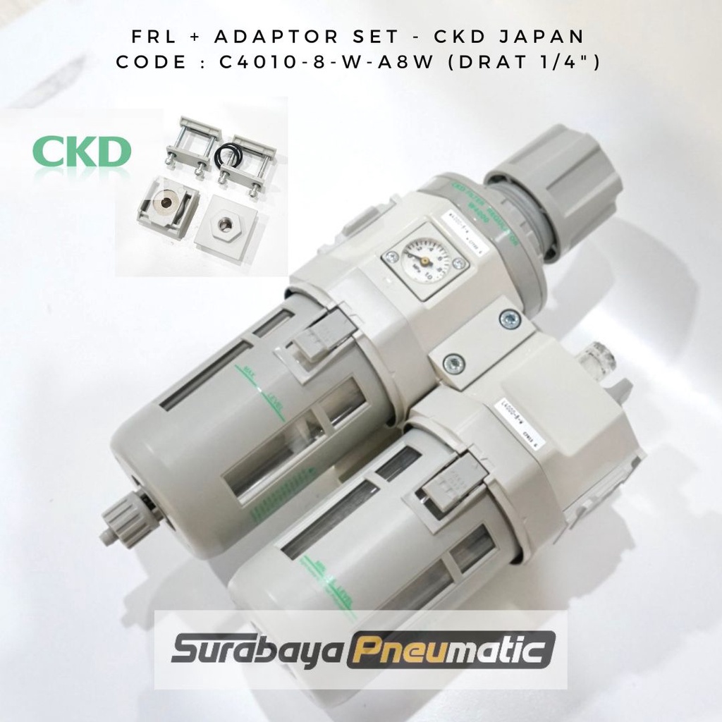 CKD Japan - C4010-8-W / C4010-8-W-A8W (1/4")  - FRL Unit + Adaptor Set