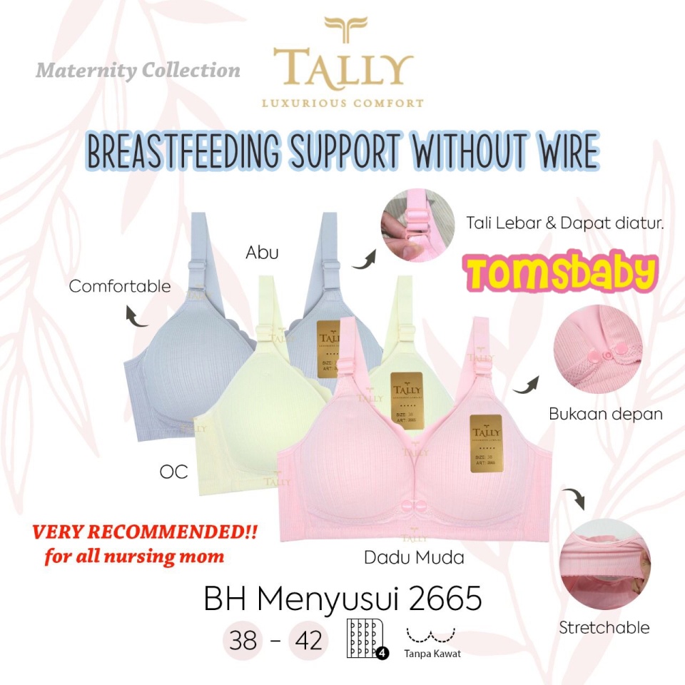 TALLY 1pcs Bra Menyusui Tanpa Kawat Busa Tipis Buka Depan/ Tally BH 2678 (POLKADOT)