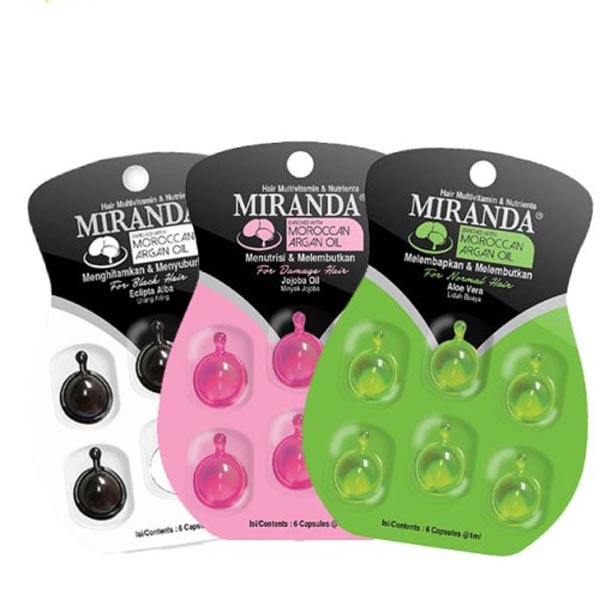 [BPOM] Miranda Hair Vitamin Blister | Vitamin Rambut | Jojoba Oil | Eclipta | Aloe Vera | Coconut | Kukui | Olive | Argan Oil_Cerianti