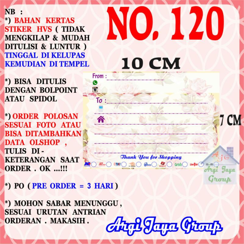 

Stiker HVS - Stiker Pengiriman - Sticker Alamat Olshop Murah Nomer 120-10x7cm