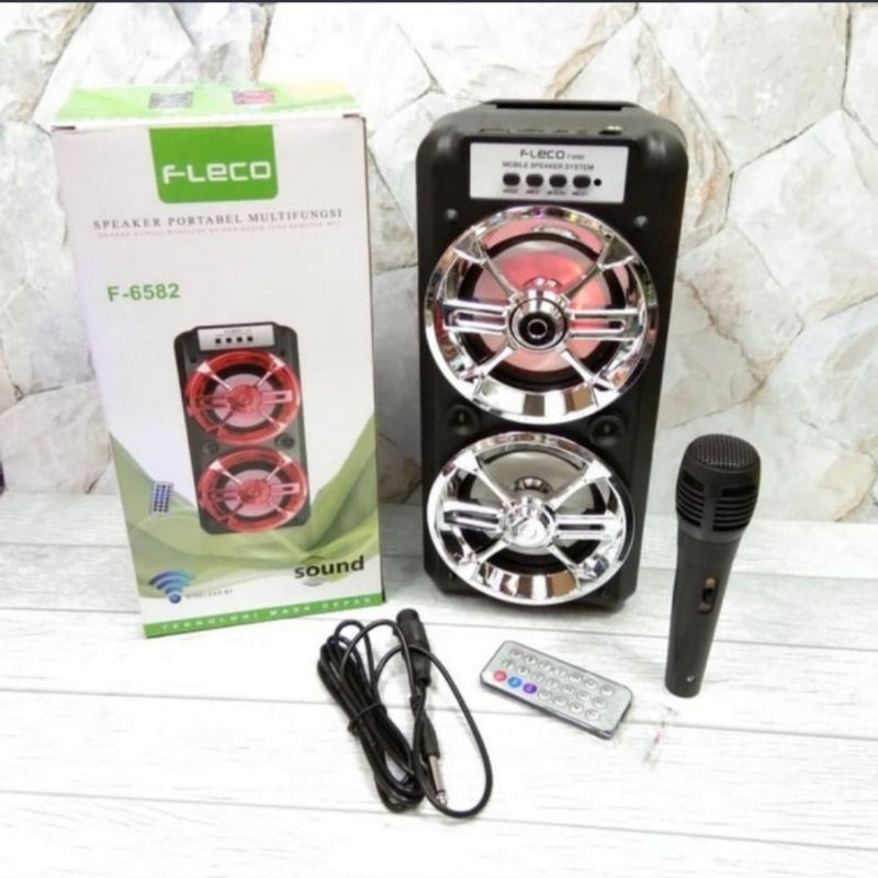 Speaker Bluetooth Karaoke Fleco 6581 Bonus Microphone