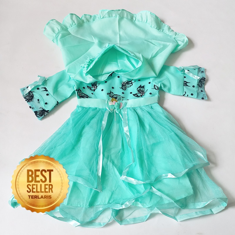Baju Muslim Bayi 6 12 Bulan Setelan Gamis Muslim Baby Perempuan Gaun Syari Dress 1 Tahun Terlaris Trending Warna Pink Merah KA65 Motif