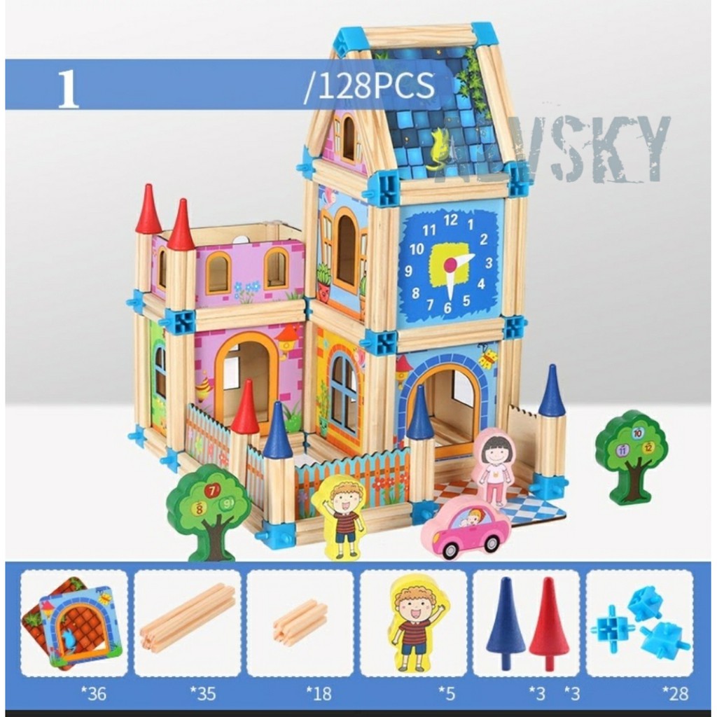 BUILDING BLOCKS WOODEN ARCHITEC / MAINAN EDUKASI ANAK