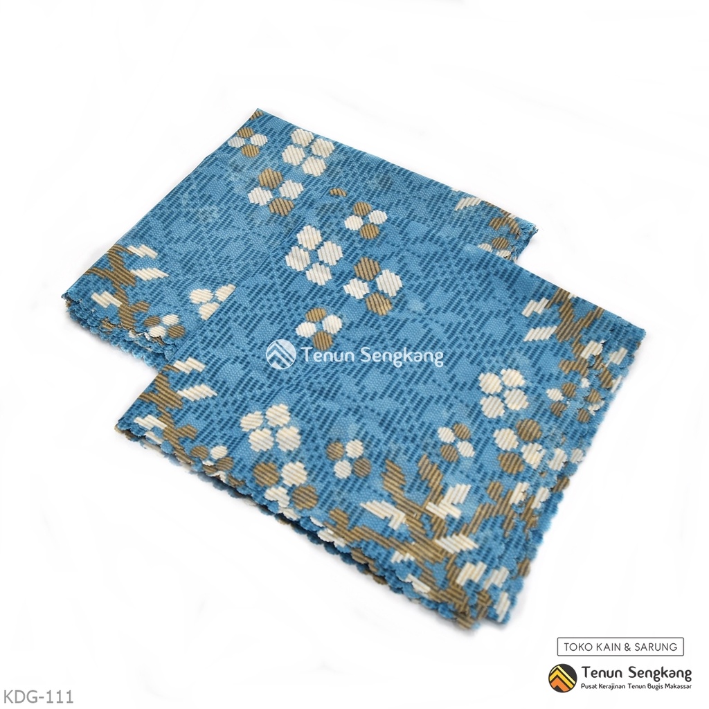 Jilbab Hijab Kerudung Motif Bunga Lagosi Bugis Voal Premium Segiempat Biru Muda - Tenun Sengkang KDG