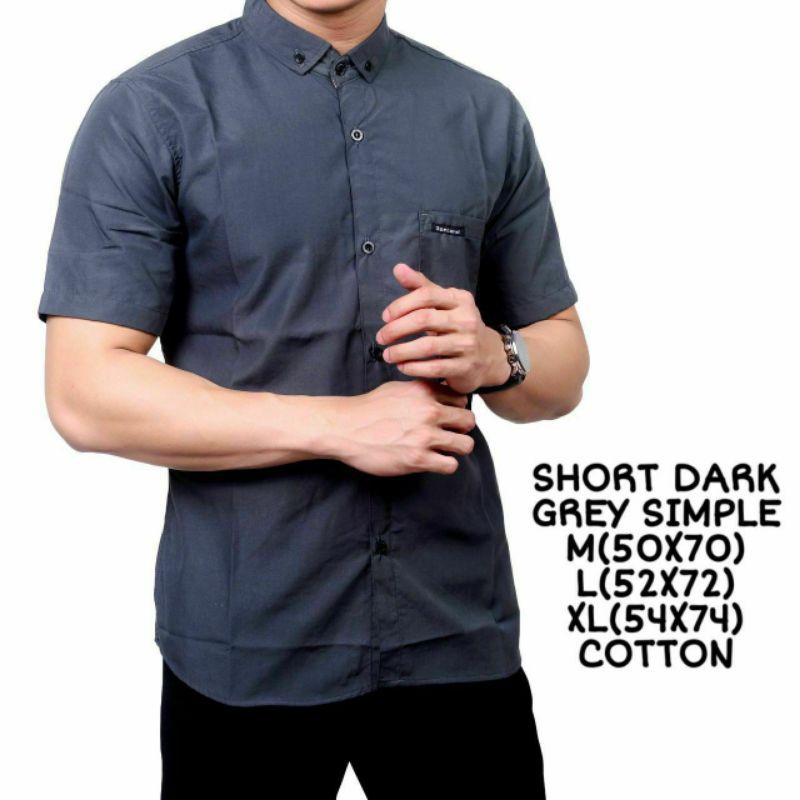 KEMEJA PRIA BOYI TOP MAN LENGAN PENDEK KASUAL FORMAL KERJA PUTIH HITAM NAVY GREY