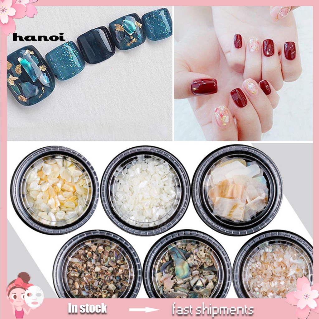 Han_ 1 Kotak Irisan Kulit Kerang Alami Untuk Dekorasi Nail Art