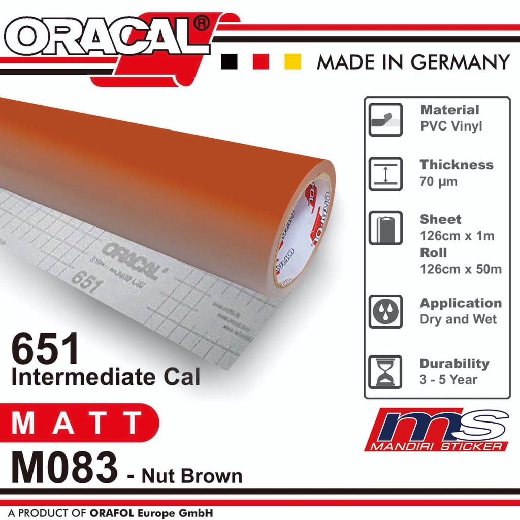 Sticker ORACAL 651 - M083 Nut Brown Matt Cutting Stiker [METERAN]