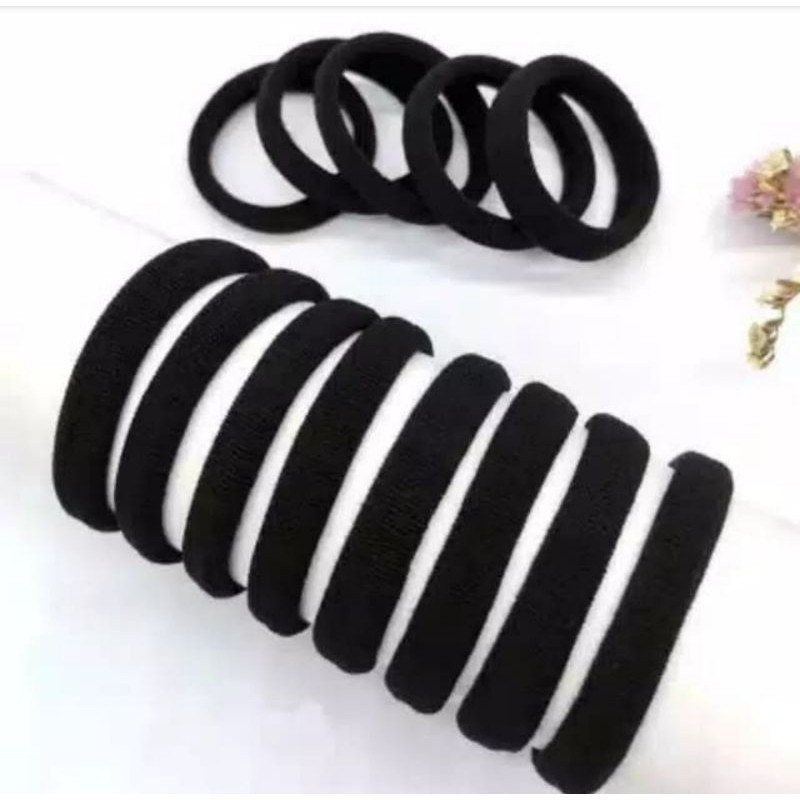 𝗩𝗜𝗥𝗚𝗢✨6pcsIkat Rambut donat Hitam - Karet Rambut donat Hitam Murah