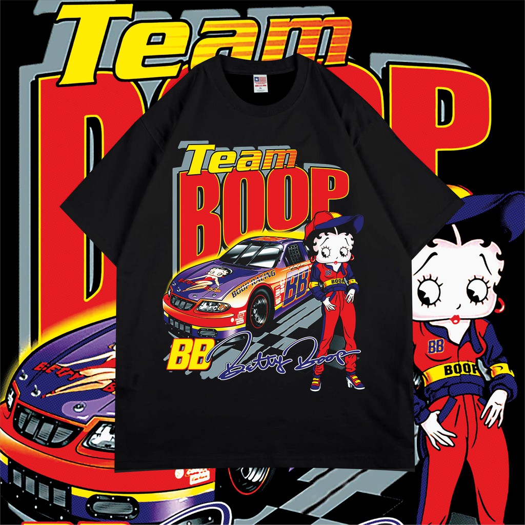 BETTY BOOP BLACK NASCAR VINTAGE TEE BOOTLEG - PREMIUM KAOS
