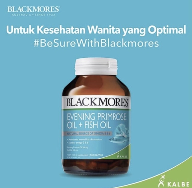 Blackmores evening primrose oil + fish oil isi 100 tablet ( mengatasi gejala PMS dan menopause )