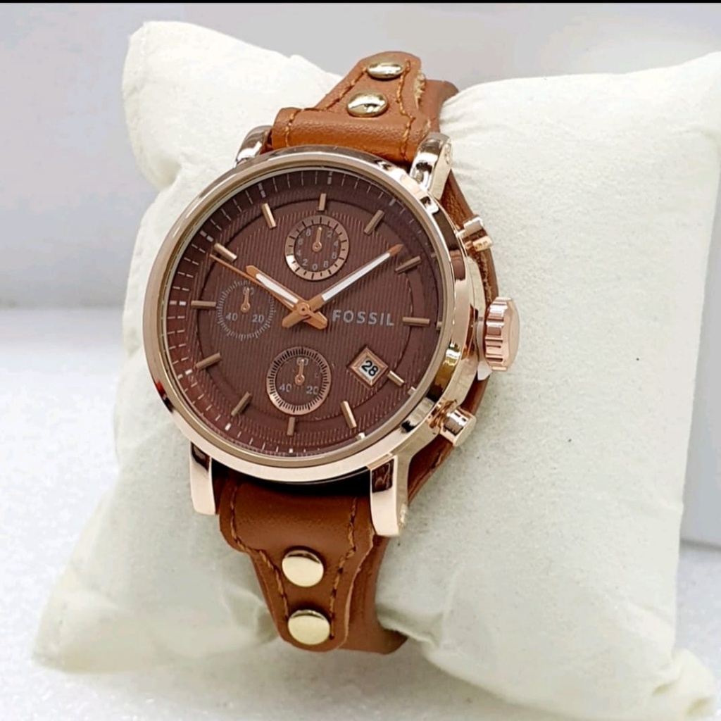 Grosiran Jam Tangan Wanita Psa O6 - 3575 Analog Tali Kulit Tanggal Aktif Chrono Variasi Original Garansi 6 Bulan Free Baterai Cadangan (COD)