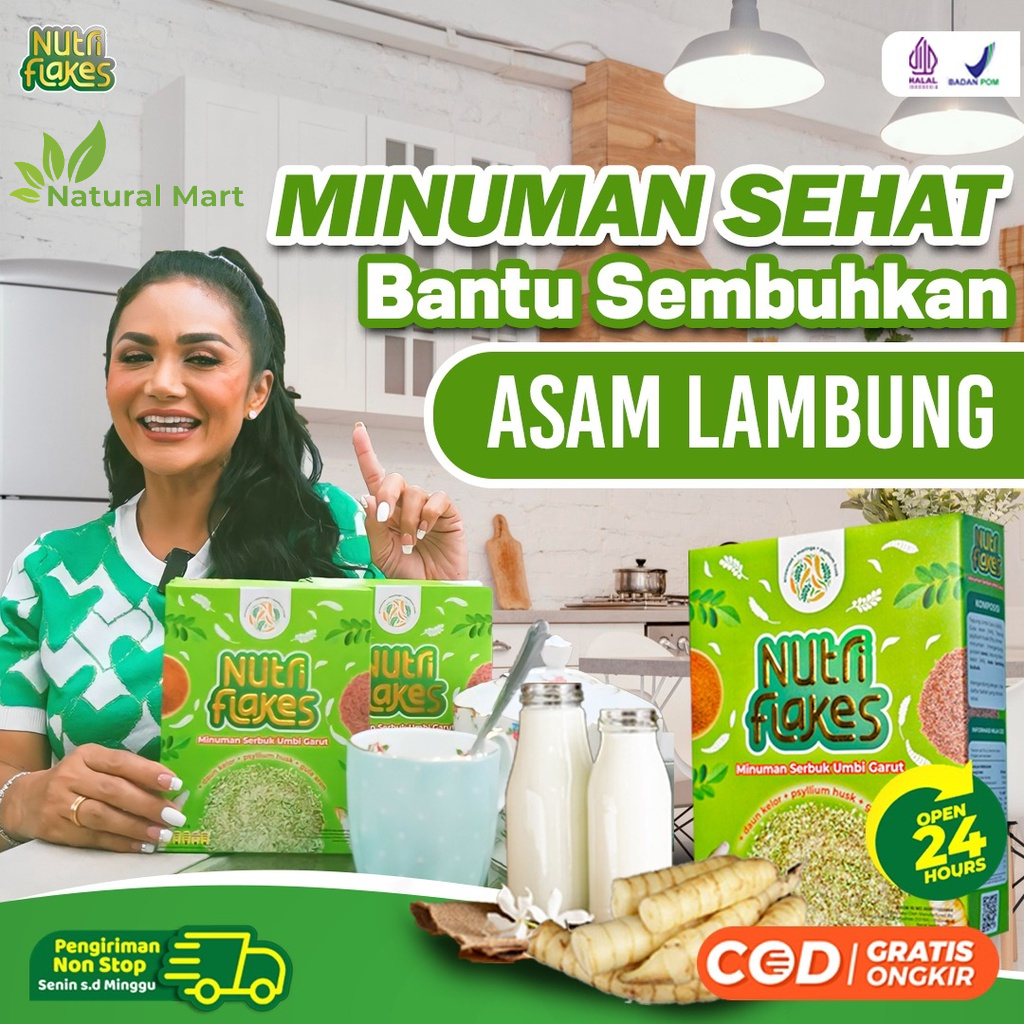 Nutriflakes - Original Minuman Umbi Garut Solusi Atasi Asam Lambung Maag Kronis Gerd Suplemen Makanan Diet Isi 280gr