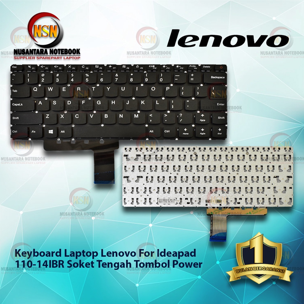 Keyboard Lenovo IdeaPad 100-14 IBY Hitam Black Socket Samping Versi US